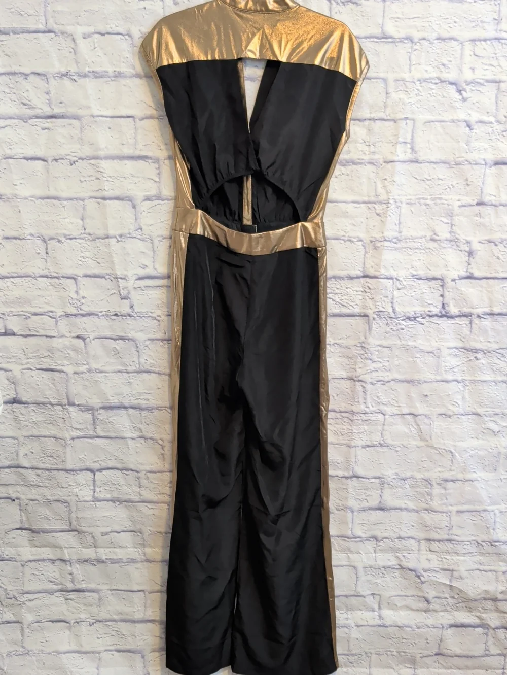 Do+Be Metallic Trim Black Wide-Leg Jumpsuit - Size Medium